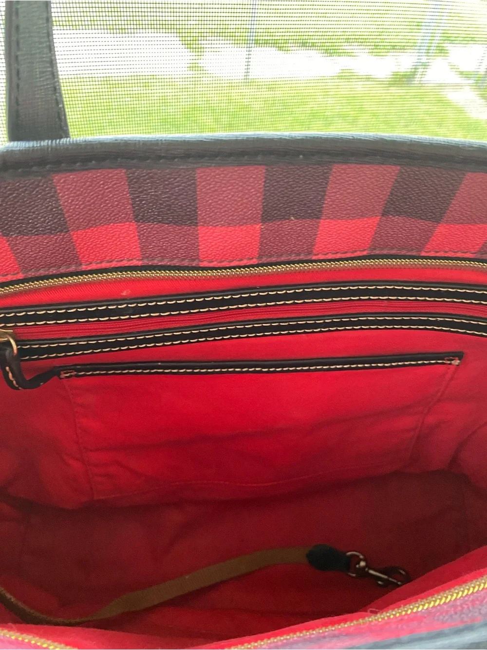Dooney & Bourke Pink and Black Buffalo Check Tote with Matching Wallet